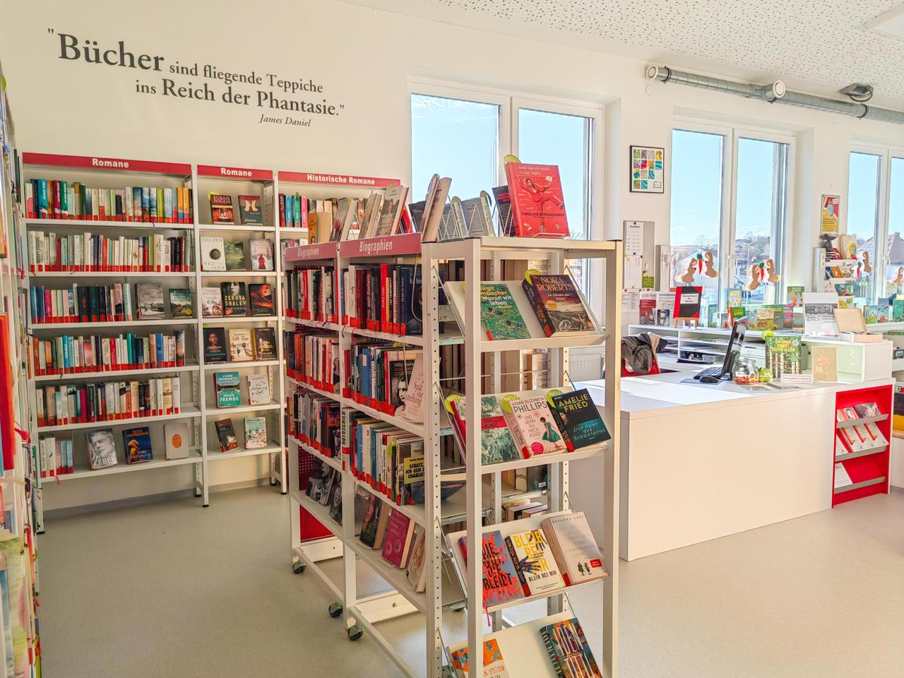 Bücherei Litzelsdorf, Regale und Verleihtheke