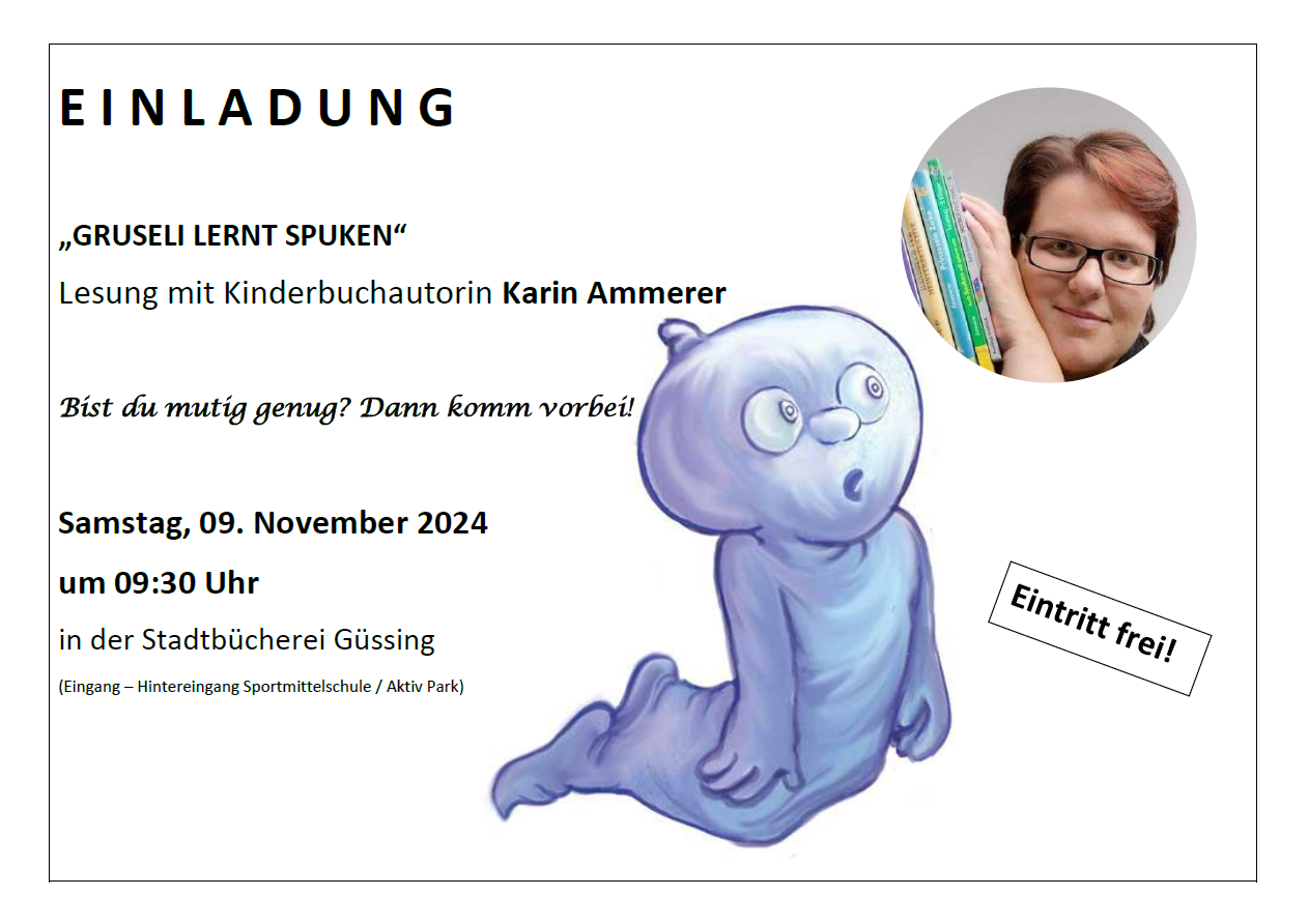 Flyer Lesung Karin Ammerer Stadtbücherei Güssing