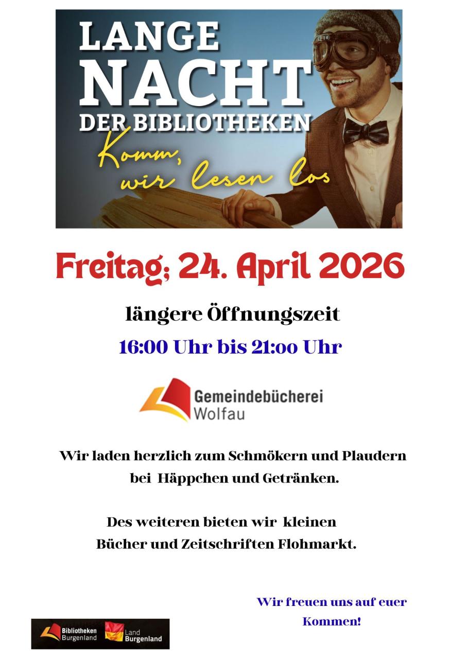 Flyer Lange Nacht der Bibliotheken - Bücherei Wolfau