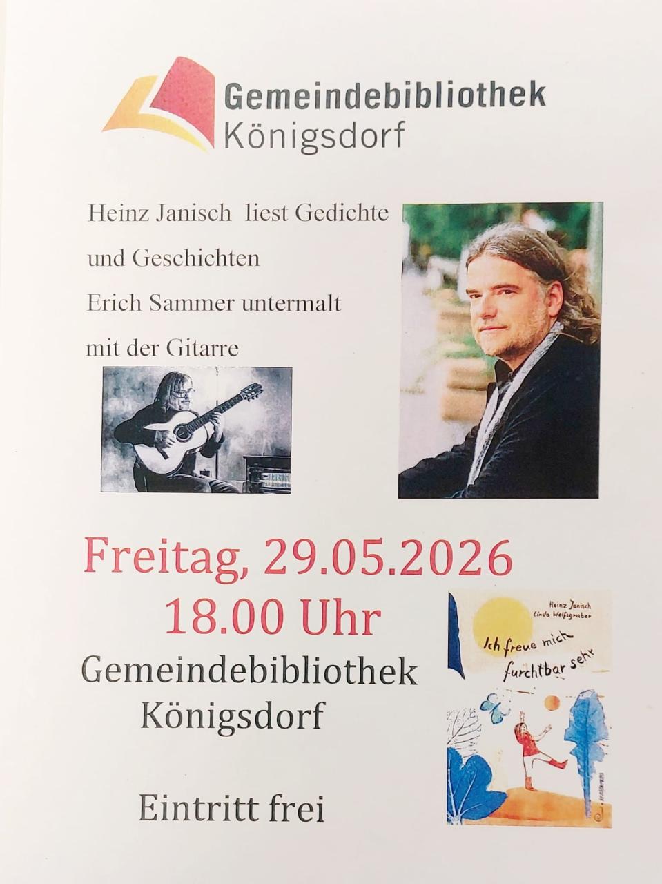 Flyer Heinz Janisch in der Gemeindebibliothek Königsdorf
