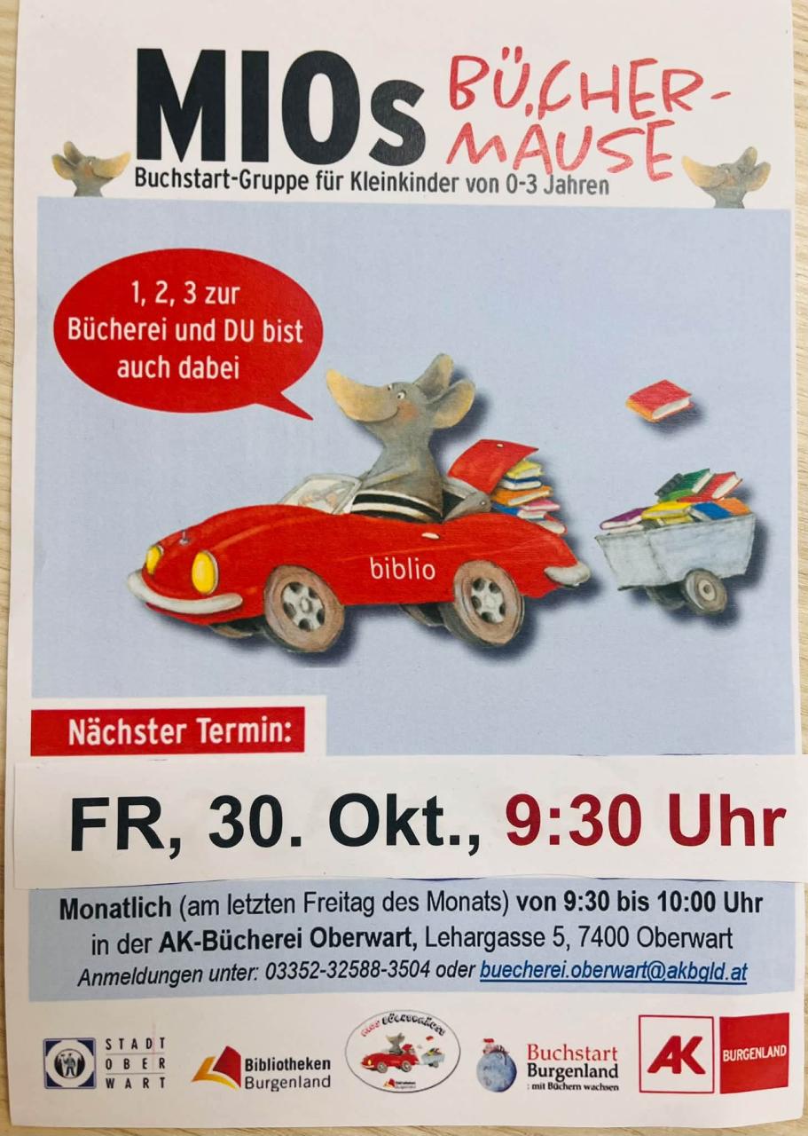 Flyer MIOs Büchermäuse in der AK Bücherei Oberwart