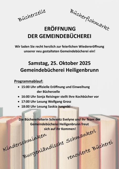 Einladung "Wiedereröffnung der Gemeindebücherei Heiligenbrunn"