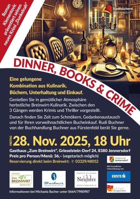 Plakat Dinner, Books & Crime